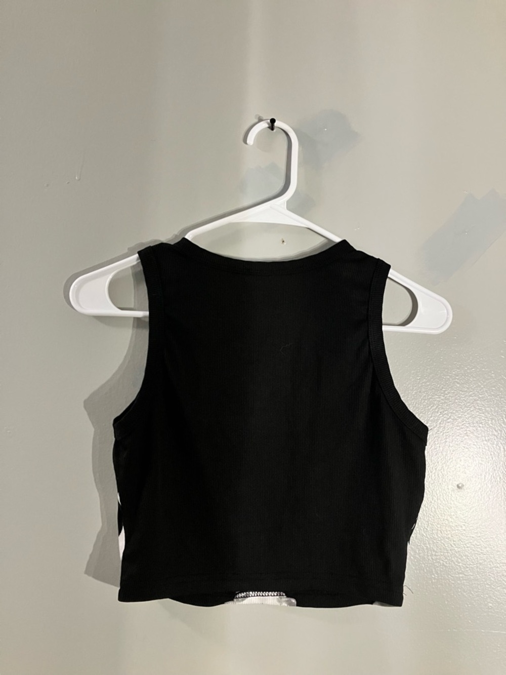 Black Ribbed Crop Tank with White Skeleton Print - Picture 3 of 3
